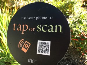 Tap and Scan needs QR App,visiting the Bellevue Botanical Garden